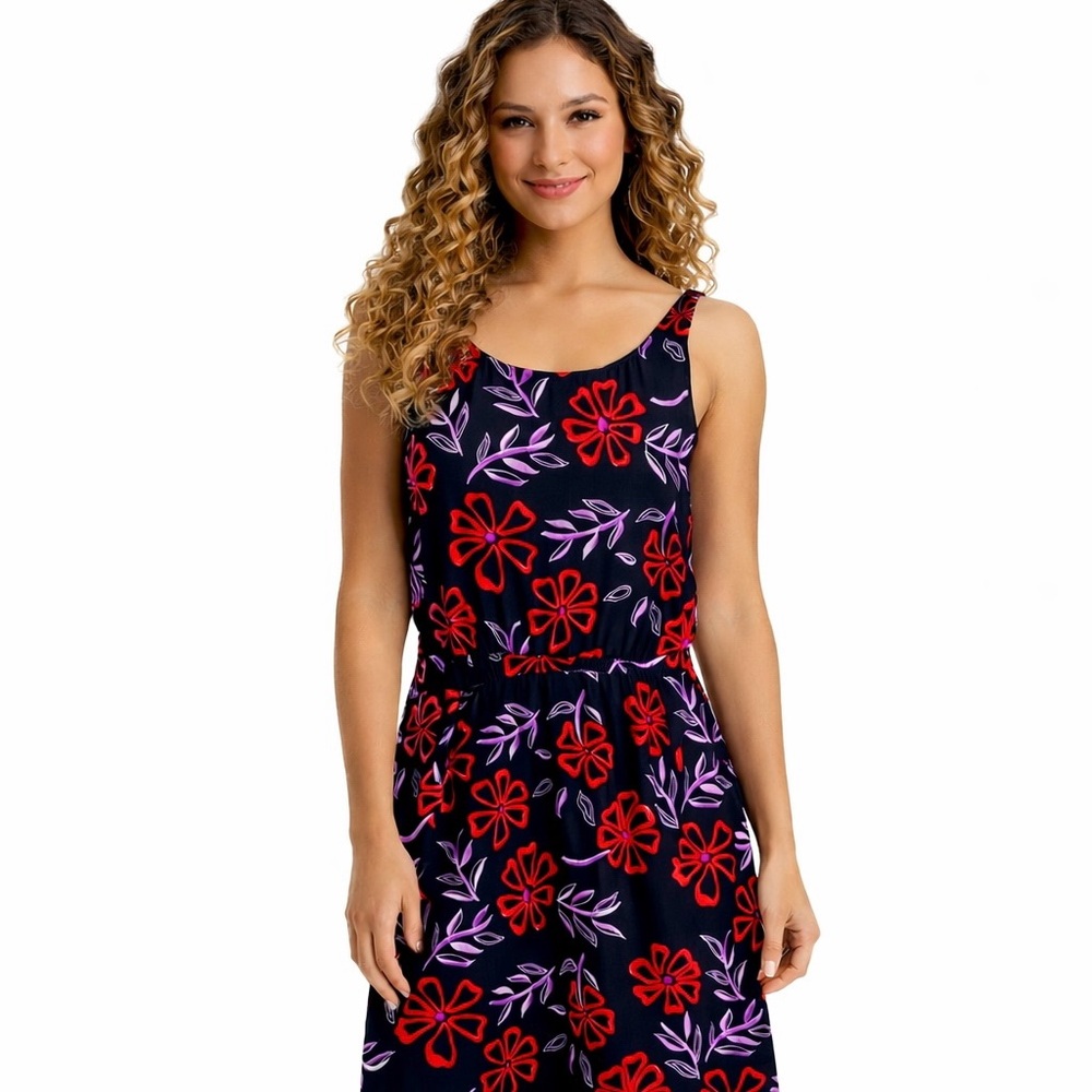 Tibi black silk floral sleeveless embroidered evening event shift dress size 8